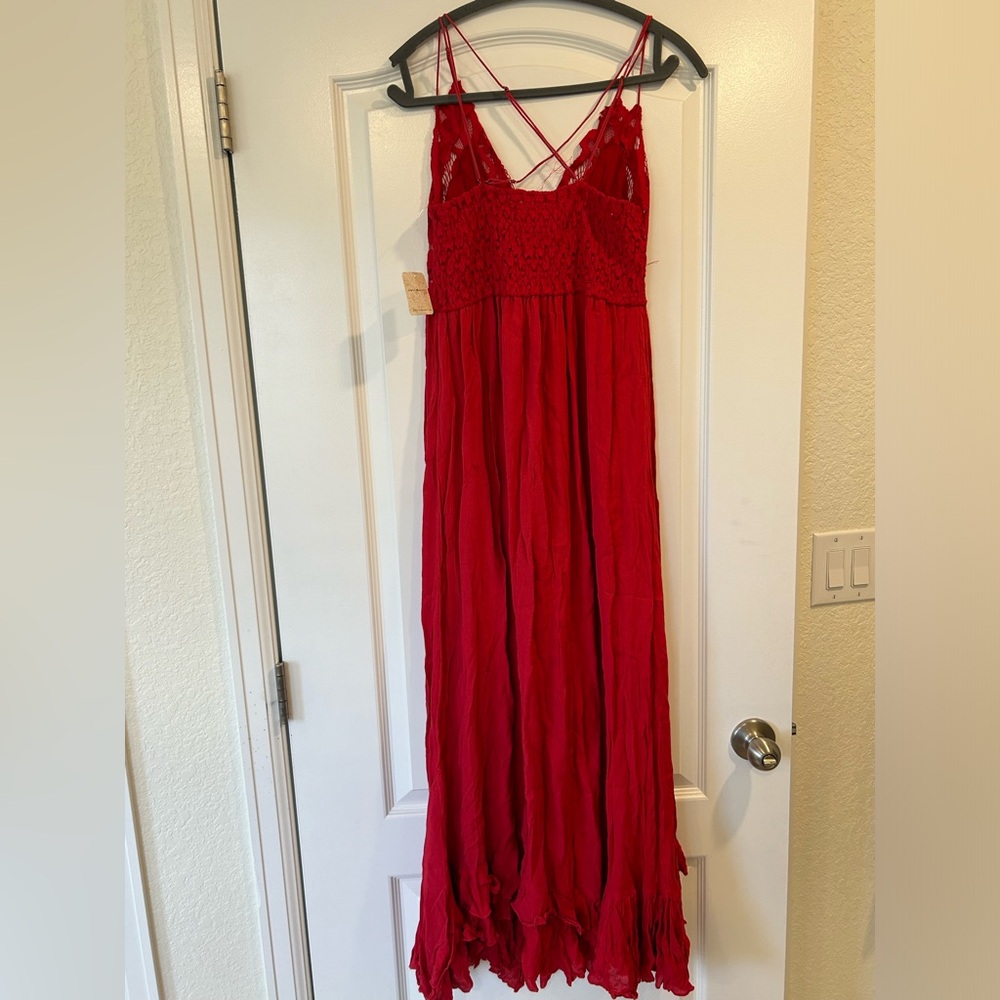 NWT Free People Adella Red Maxi Slip Dress - Picture 8 of 10